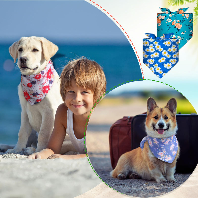 72 Packs Dog Bandanas Bulk Buffalo Plaid Cat Bandana Summer Scarf Triangle Fruit Drool Bibs Washable Adjustable Kerchief Dog Cat Bandana for Beach Small Medium Pet Supplies(Flower) Floral - PawsPlanet Australia