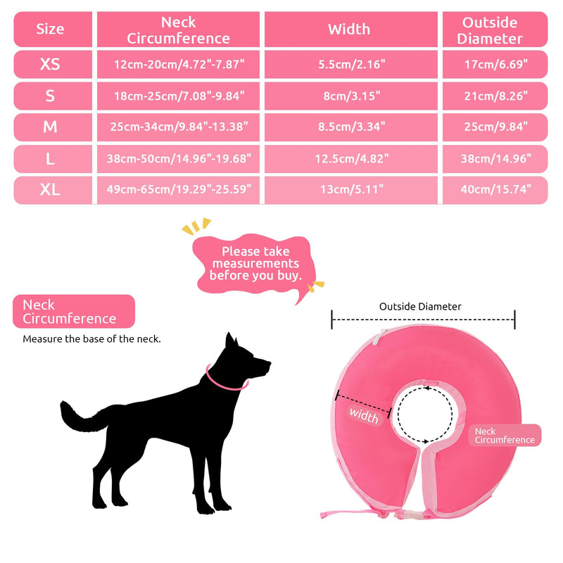 SAWMONG Inflatable Dog Cone Collar After Surgery,Soft Recovery Collar for Dogs and Cats,Dog Neck Collar for Small Medium Large Dogs,Alternative E Collar No Blocking Vision Pink - PawsPlanet Australia