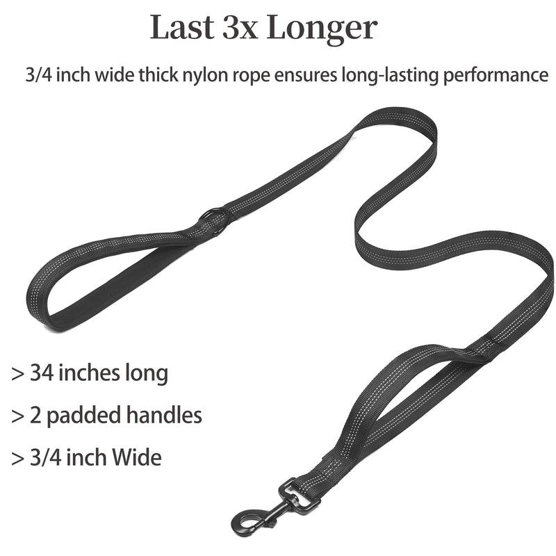 Dog Leash for 2 Dogs, Double Dog Leash with Tangle Free Swivel and Reflective Bungee for Dual Small Medium Large Dogs (5~18 lbs, Black) Weight (5~18 lbs.) - PawsPlanet Australia