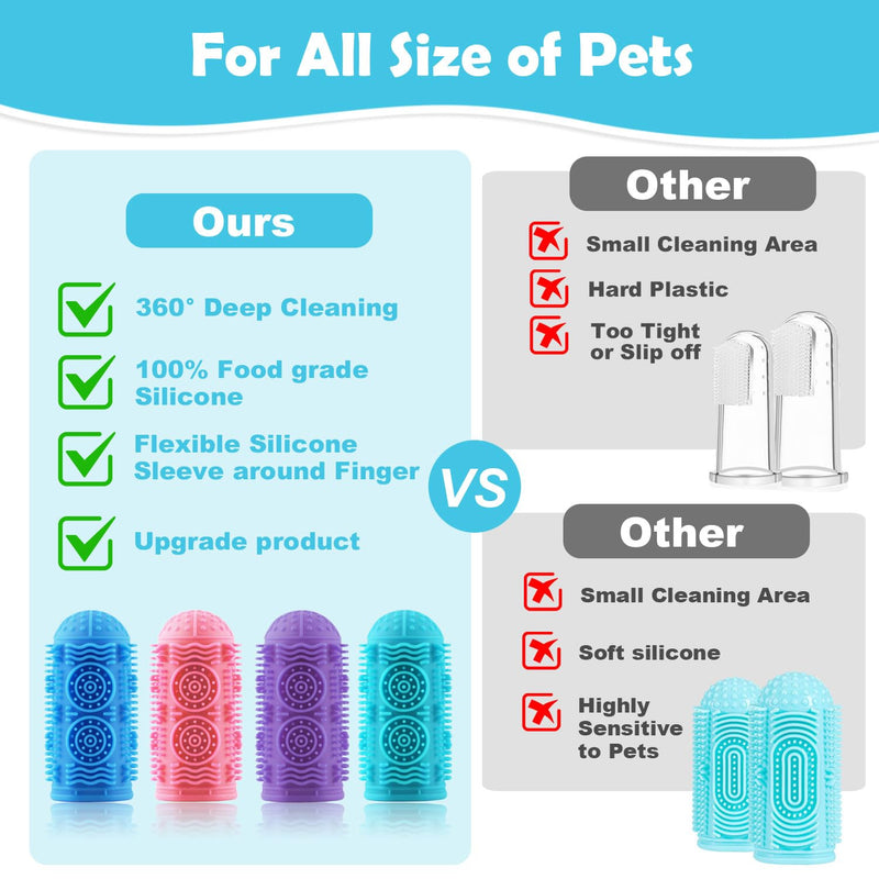 Dog Toothbrush Kit,Finger Toothbrush for Dogs,Toothbrush for Medium Large Dogs,Dog Teeth Cleaning Dental Care, ToothBrush Finger for bigger cats,Pet Toothbrush 4Pack - PawsPlanet Australia