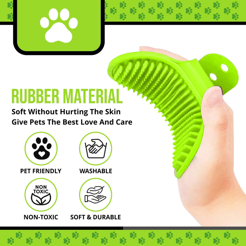 Silicone Dog Bath Brush – Soft Pet Scrubber for Bathing & Grooming – Shampoo Brush for Dogs, Cats & Puppies – Adjustable Strap – Choose from 5 Colors (Green) Green - PawsPlanet Australia