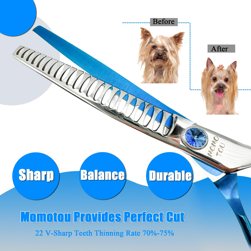7'' Dog Grooming Scissors Set Straight Thinning Curved Chunker Shears 4pcs in 1 Set with Comb Dog Grooming Scissors Kit for Dogs and Cats 7'' - PawsPlanet Australia