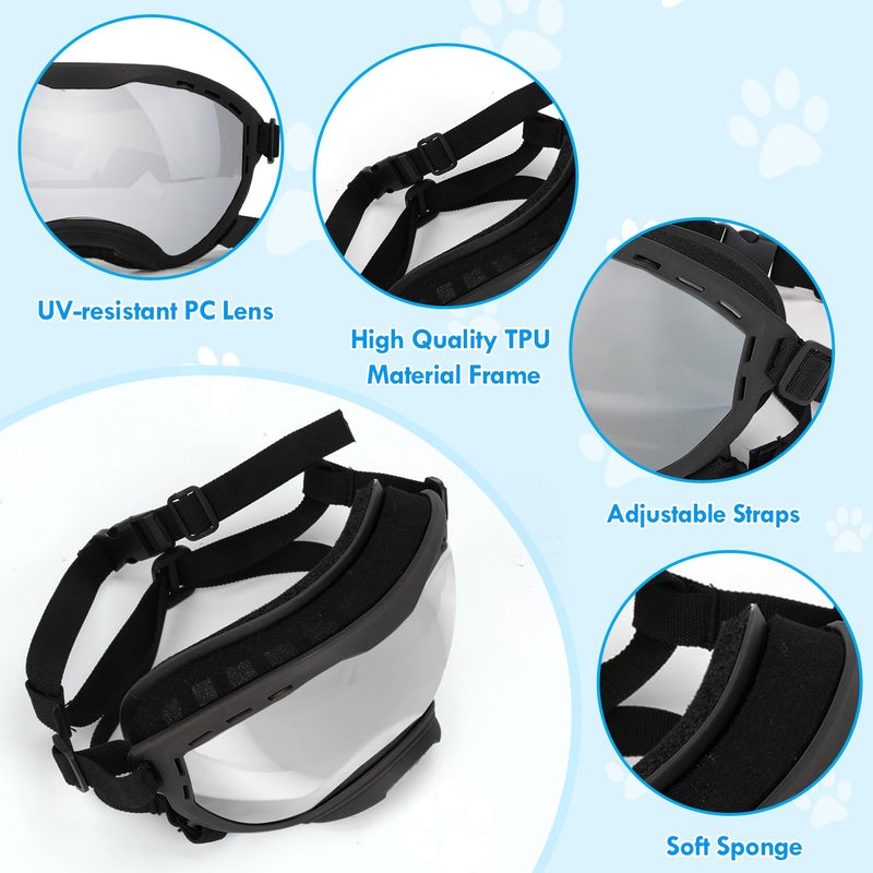 Dog Goggles for Large Dogs, UV Wind Dust Fog Protection, Soft Frame Adjustable Dog Sunglasses, Summer Driving & Winter Snow Eyewear, Tactical Pet Glasses with Elastic Strap (Black) Black - PawsPlanet Australia