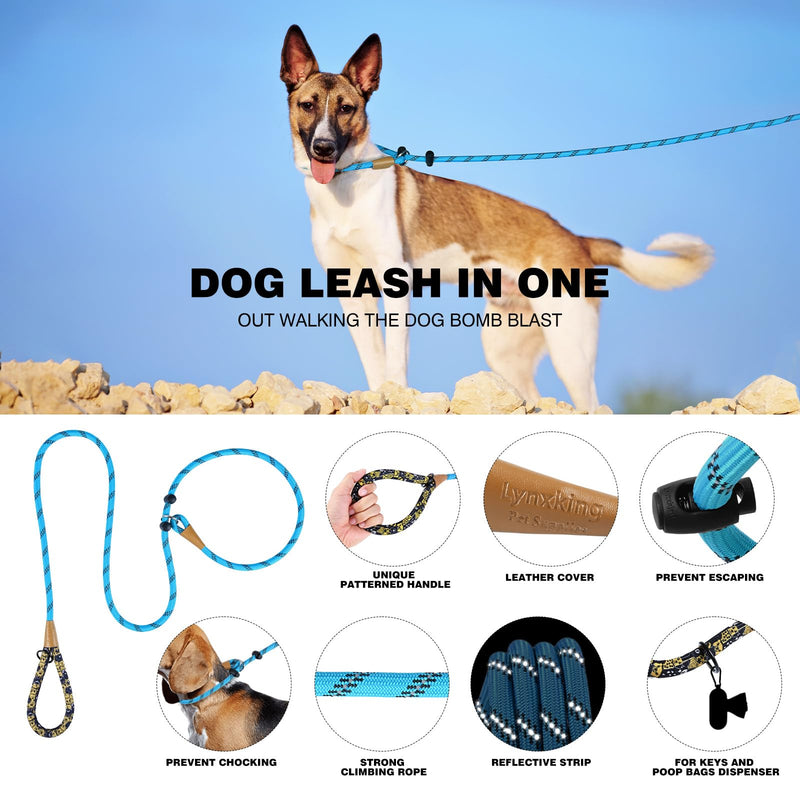 lynxking Slip Lead Dog Leash Reflective, Heavy Duty Comfortable Strong Rope Leash for Large Medium Small Dogs No Pull Training (Light Blue, Large 1/2in x 6ft-Slip Lead) 1PC Large 1/2in x 6ft Light Blue - PawsPlanet Australia