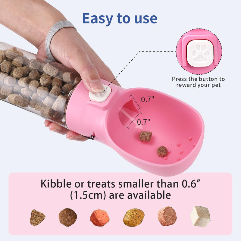 Colorday Handheld Dog Treat Dispenser Built-in Clicker & Treat Pouch, Hand Feeder for Puppy Training Walking Hiking Traveling (6.7 OZ, Pink) 6.7 OZ - PawsPlanet Australia
