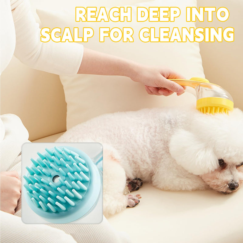Pet Bath Brush,Dog Shampoo Brush Bubble Maker,New 2 in 1 Dog Bath Brush with Built-in Shampoo Dispenser,Bathing Dog Grooming Massage Brush for Showering Long and Short Haired Dogs and Cats(blue) Blue - PawsPlanet Australia