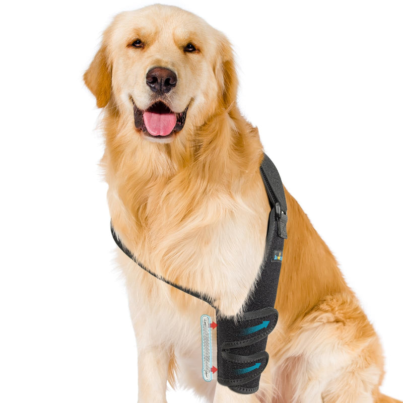 Dog Elbow Protector Brace with Metal Splint, Canine Elbow Pads &Shoulder Brace Support for Callus, Hygroma, Dysplasia, Arthritis, Dislocation, Pressure Sores, Comfort Fit for All-Day Wear L-Right