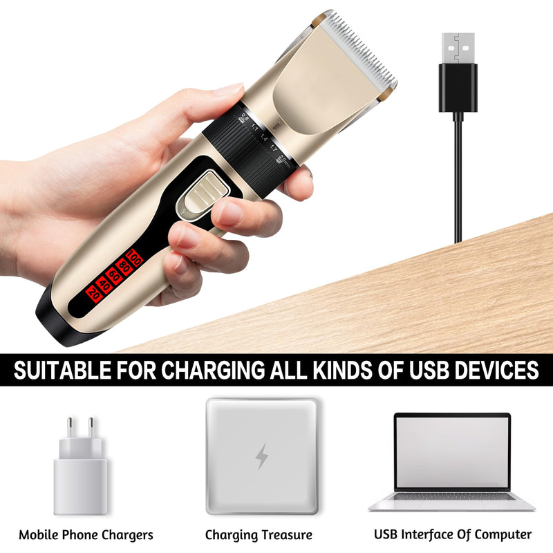 Dog Grooming Kit & Paw Trimmer-Low Noise Electric Quiet Clippers Set, Rechargeable Cordless Pet Hair Clippers for Thick Coats with Scissors & Trimmer -Professional Grooming Tools for Dogs, Cats, Pets - PawsPlanet Australia