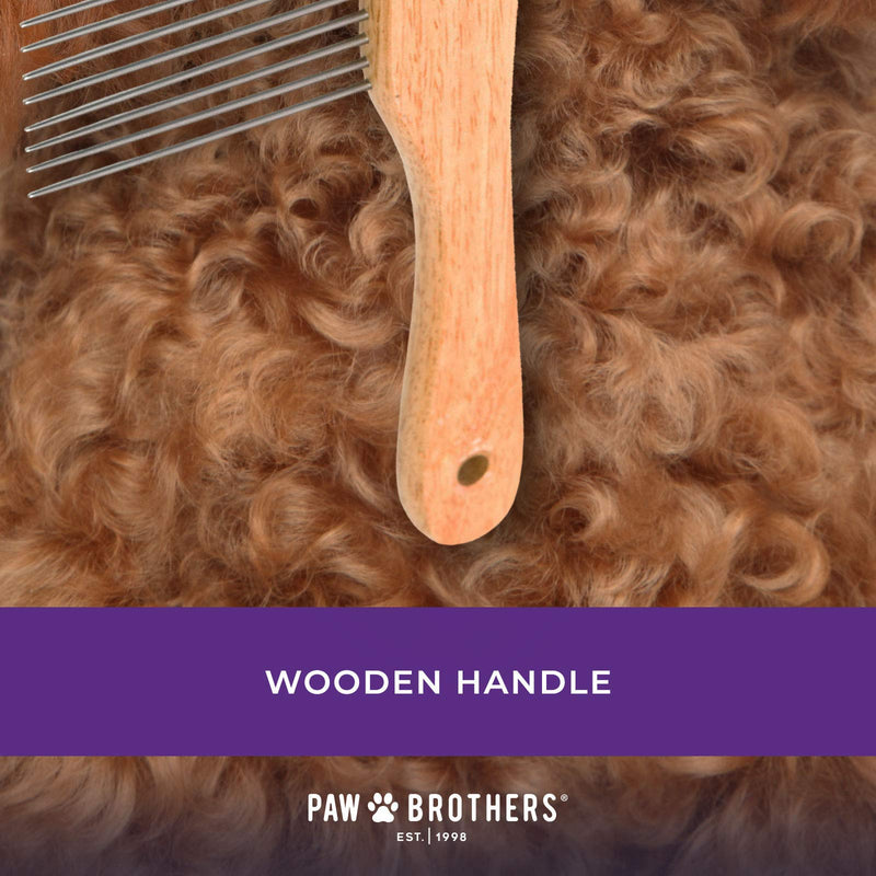 Paw Brothers Grooming Tool and Nature's Specialties Conditioning Spray Bundle - Poodle Comb, Extra Long Teeth, Wooden Handle - Quicker Slicker Detangling and Conditioning Spray, Ready to Use, 16 oz