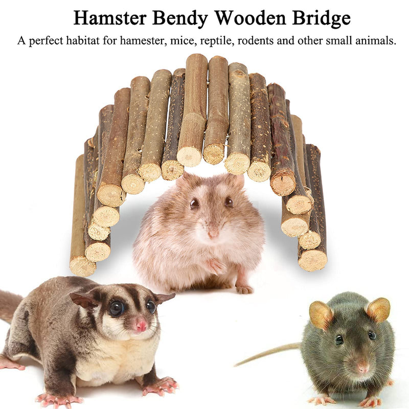 Tnfeeon Hamster Bridge, Wooden Bridge Ladder House Small Animal Chew Toy for Reptile Rodents Medium