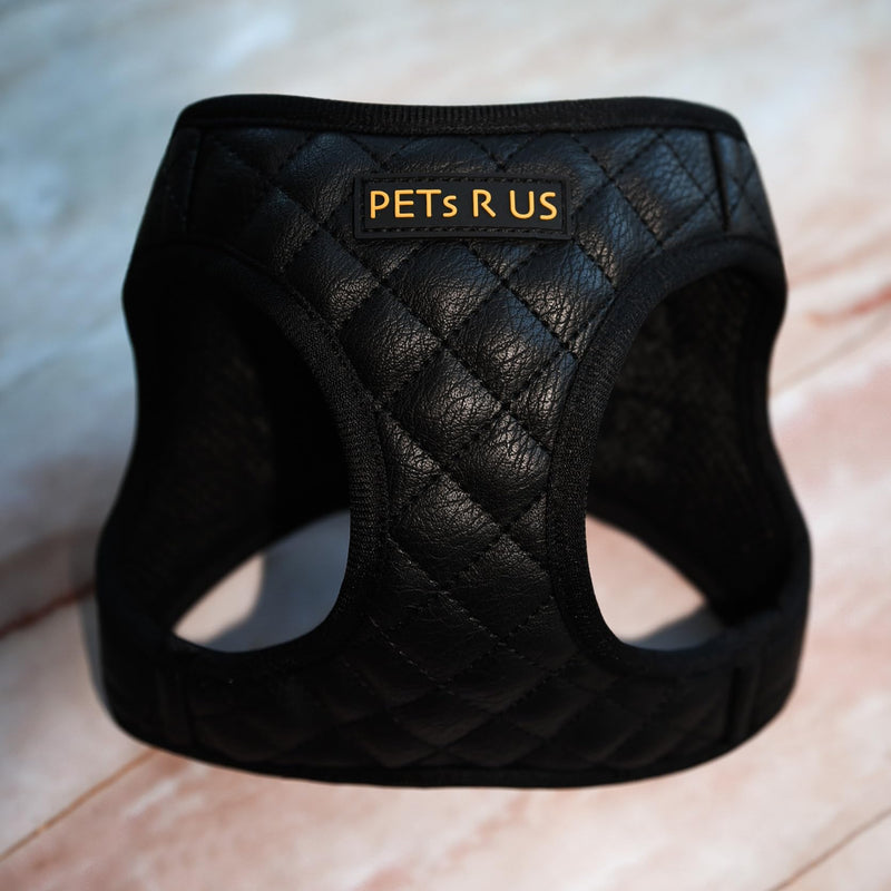 Step in Dog Cat Harness Choke Free Escape Proof Pet Vest Quilted Vegan Leather Breathable Mesh Padded for Small Medium Dogs (Black, Large) Black Large: Neck=12.5-14''/Chest:18-21'' - PawsPlanet Australia