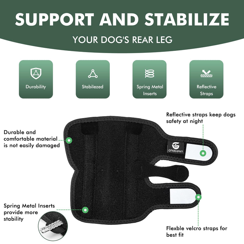 Dog Leg Braces for Back Leg for Torn ACL & CCL, Rear Leg Hock Ankle Brace with Metal Spring Inserts Reflective Straps, Dog Wrap Brace for Bottom Joint for Injury Sprain, Wound Care M - PawsPlanet Australia