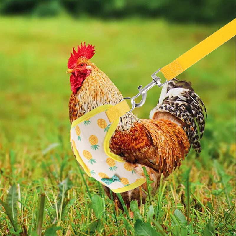 2 Pcs Adjustable Chicken Harness and Leash Set, Comfortable Chicken Vest Elastic Hen Vest with Strawberry Pineapple Print for Small Pets Duck Goose Hen Training Walking Supplies - PawsPlanet Australia