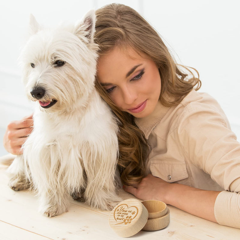 Pet Hair Keepsake Box, Wooden Pet Fur Memorial Box with Pet Paw Engraving Dog Cat Hair Ashes Container Memorial Urn Pet Loss Sympathy Gifts for Pet Lovers Friends - PawsPlanet Australia