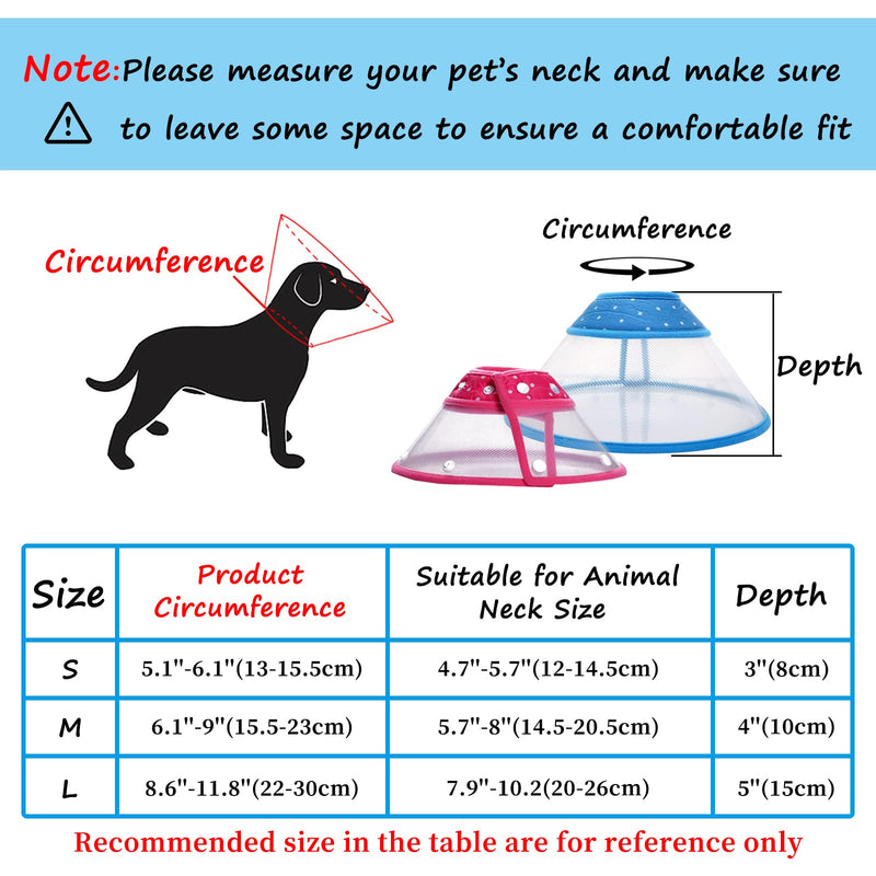 Pet Cone Recovery Dog Cone Adjustable Dog Collar Clear Padded Collar with Breathable Soft Edge, Plastic Puppy Cone Protect The Neck Surgery Recovery, Designed for Cats and Puppies (Small, Blue) Small