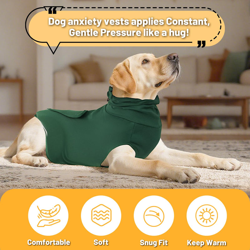 Thunder Vest for Dogs Anxiety, Dog Thunder Jacket for Thunder, Fireworks, Vet Visits & Separation, Keep Pet Calm Without Medicine, Anti Anxiety Vest for Dogs and Cat Body and Ear (Green, XX-Large) Green - PawsPlanet Australia