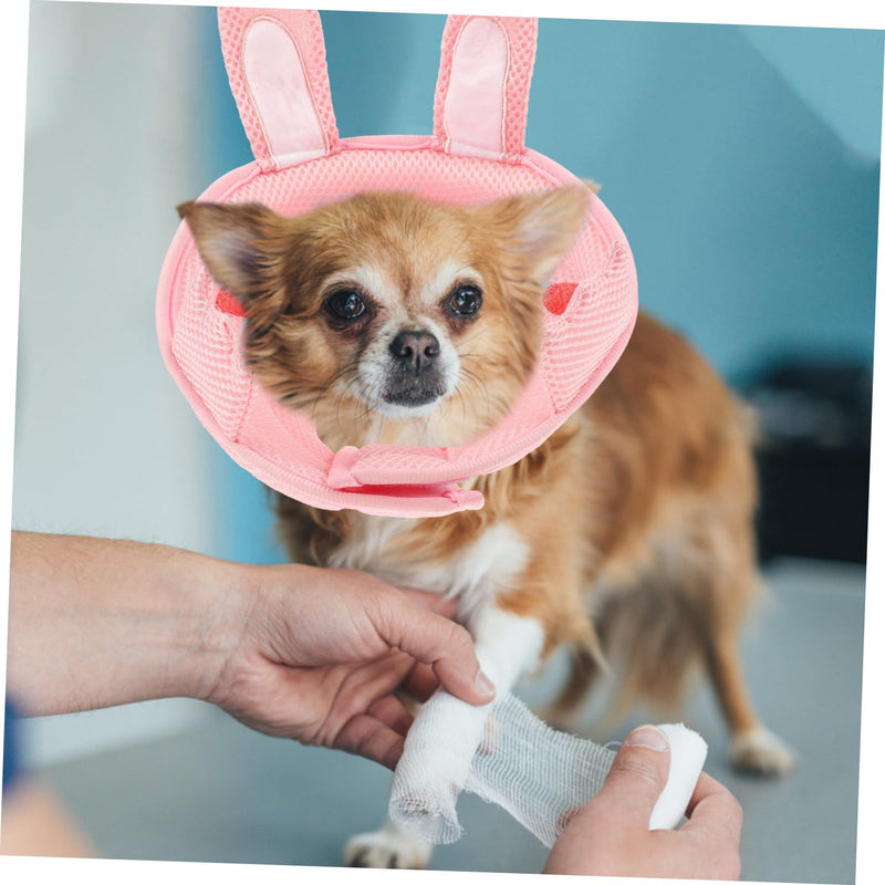 DOITOOL Breathable Pink Cat Collar with Bunny Ears Made of Polyester Prevents Scratching and Provides Comfortable Recovery After Surgery