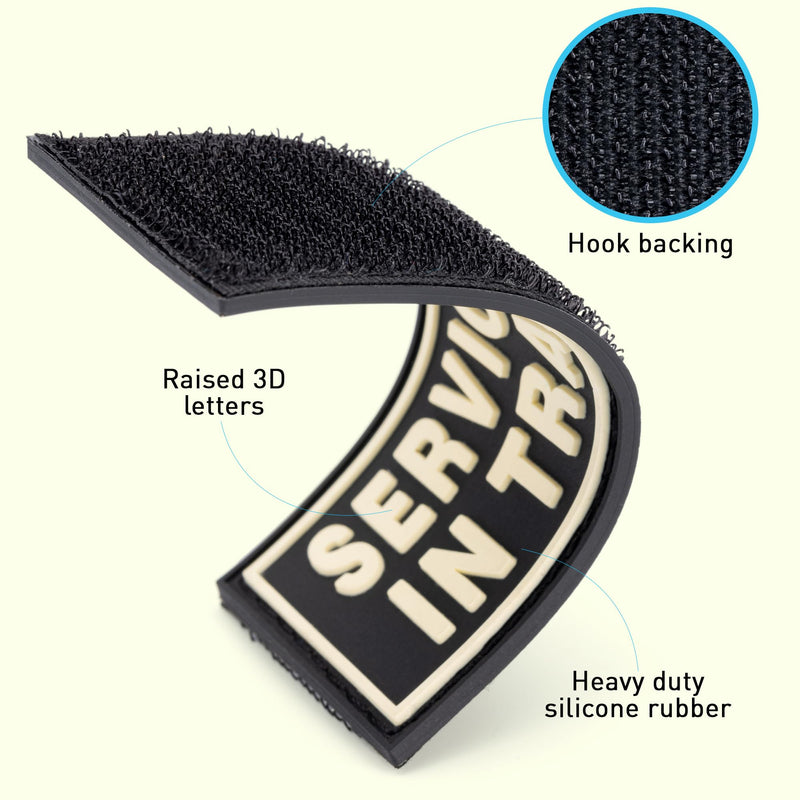 Dogline Service Dog in Training Patches for Harnesses and Vests Removable 3D Rubber Patches with Hook Backing for Small Medium or Large Working Dogs 1" x 2.75" - Two Patches - PawsPlanet Australia