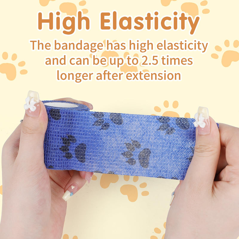 KIMOBER 12 Rolls Self Adhesive Pet Wrap Bandage Non-Woven Tape Vet Wrap Cohesive Bandages for Dogs Pet Animals Horse Cat Bird Animals,2 Inch x 5 Yards - PawsPlanet Australia
