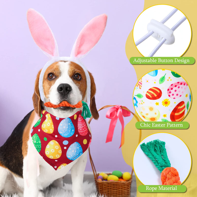 Sadnyy 18-Piece Easter Dog Costume Set: Bunny Ears, Bandanas, Carrot Toys for Small, Medium, Large Dogs - PawsPlanet Australia