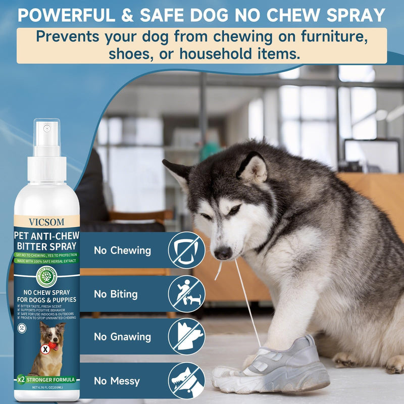 No Chew Spray for Dogs, Bitter Apple Spray for Dogs Stop Chewing Furniture, Shoes, Prevent Licking Bandages, No Alcohol & Trace, Safe Dog Training & Behavior Aids Spray, 6.76 FL Oz, Indoor & Outdoor - PawsPlanet Australia
