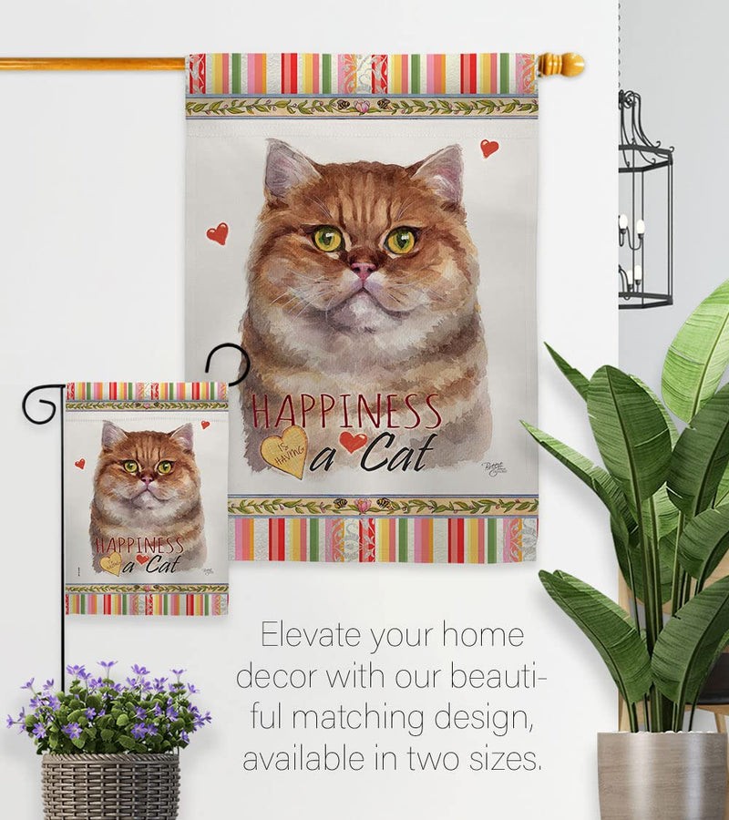 Breeze Decor British Short Hair Happiness House Flag Pack Cat Kitten Meow Spoiled Paw Fur Pet Nature Farm Animal Creature Embroidery Banner Small Garden Yard Gift Double-Sided, Made in USA - PawsPlanet Australia