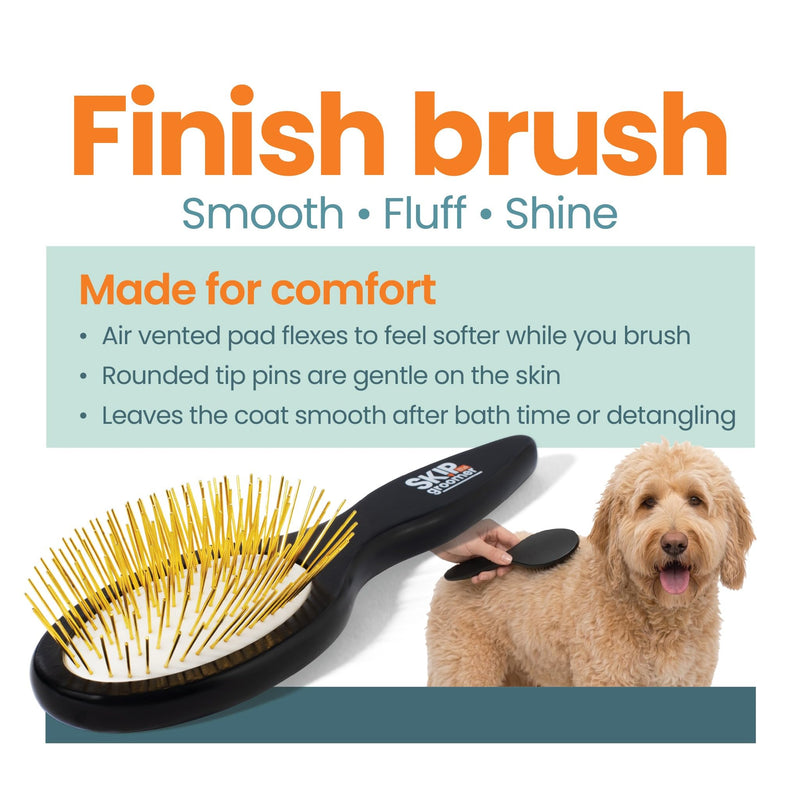 Pin Brush for Dogs, Gentle Dog Brush for Long Haired Dogs – Routine Essential for Goldendoodles, Poodles & Doodles, No-Scratch Rounded Pins for Sensitive Skin, Flexible Cushion Base – Skip the Groomer - PawsPlanet Australia