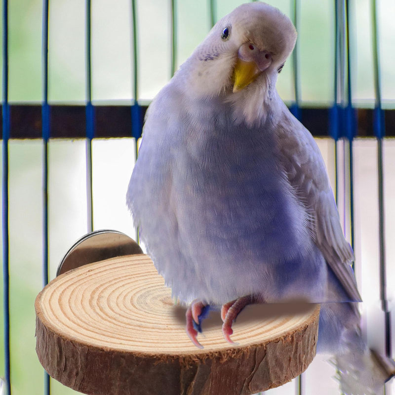 Wood Bird Perch Stand for Cage, Natural Round Wooden Parrot Platform Bird Perch Bird Toy for Canary Parakeet Cockatiel Parrot Budgie Sparrow (2 Pcs, 3.3inch & 2.7inch) Style A - PawsPlanet Australia