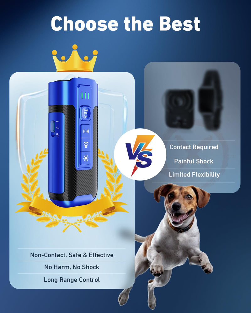 Dog Bark Deterrent Devices-Ultrasonic Anti Barking Device for Dogs with 50ft Range, Rechargeable No Barking Device for Own or Neighbor's Dogs, Portable Safe for Dogs/Humans | Indoor/Outdoor Use-Blue Blue - PawsPlanet Australia