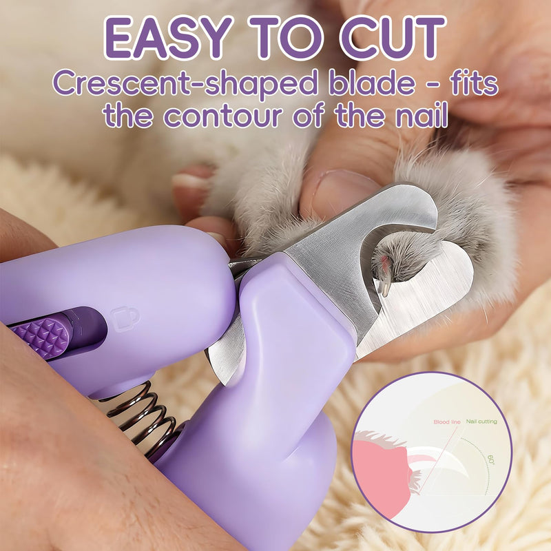 Dog Nail Clippers,Dog Nail Trimmers for Small Medium Dogs and Cats - Professional Grooming Tool with Safety Lock, Sharp Stainless Steel Blade Prevents Splitting, Includes Nail File (Purple-mini) Purple-mini - PawsPlanet Australia