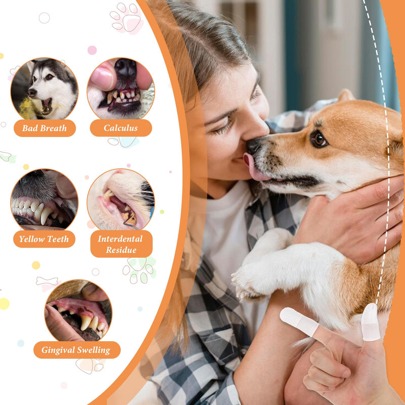 Sibba Dog Toothbrush 20Pcs Pet Toothbrush Finger Toothbrushes 360º Dog Tooth Brushing Kit Finger Cleaning Gloves Washable Cat Toothbrush Comfortable Brush Tape Pad Clean Cushion
