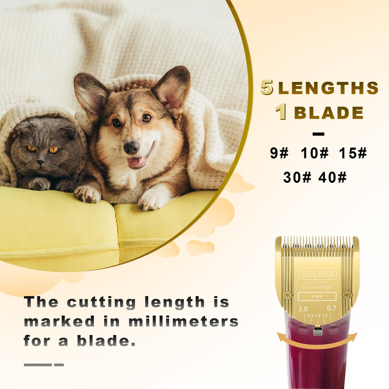 BESTBOMG 5-in-1 Pro Dog Grooming Clipper Replacement Blades Compatible with Arco, Bravura, Chromado, Creativa, Figur and Motion Dog Clippers(#41884-7190)