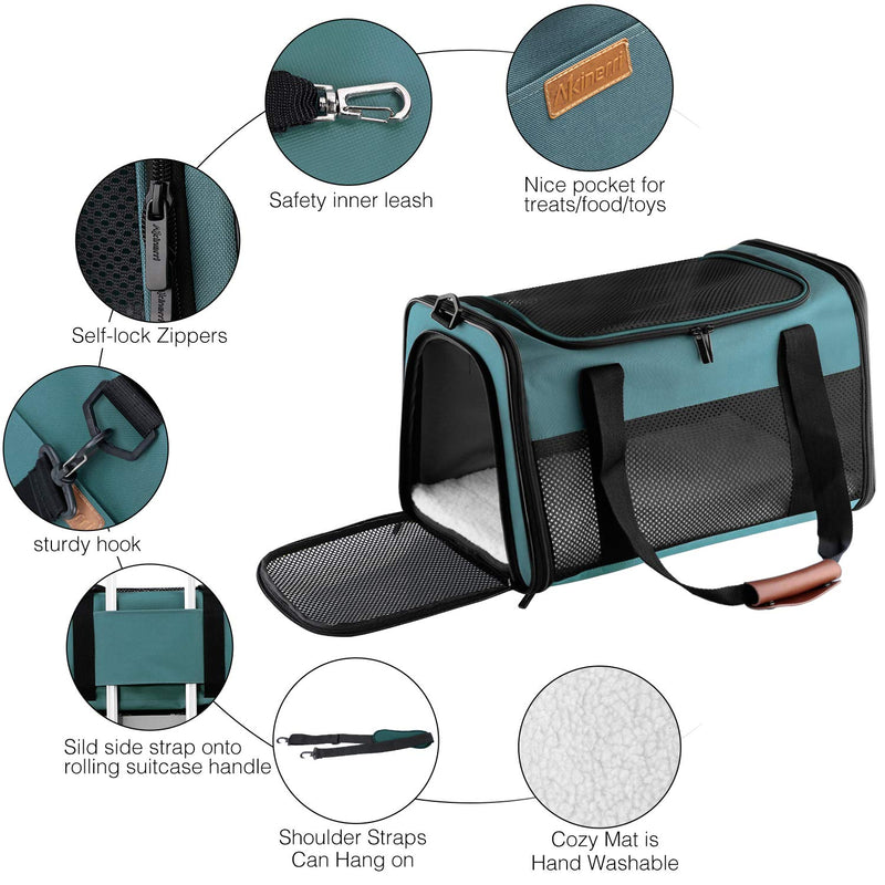 Cat Carrier - Portable Foldable Dog Pet Carrier, Soft-Sided Pet Bag up to 15 Lbs, Airline Approved Travel Puppy Carrier 17.5"L x 11.0"W x 11.0"H Blue - PawsPlanet Australia