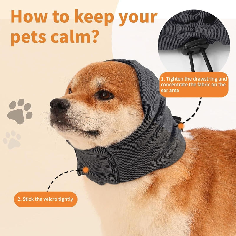 Ear Protection for Dogs - Dark Grey M, Soft Neck and Ear Protection with Noise Reduction, Waterproof Pet Accessory for Soothing Stress Situations