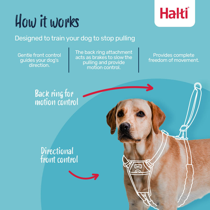 Halti No Pull Harness - Stop Your Dog Pulling on the Leash. Adjustable, Lightweight and Easy to Use. Reflective Dog Training Harness for Large Dogs (Size L, Black) - PawsPlanet Australia