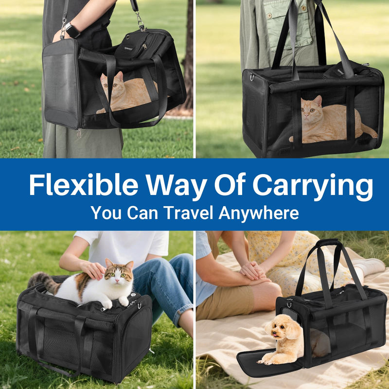 Pet Carrier for Large Cats, Soft Cat Carrier for Medium Big Cats and Puppies up to 20lbs, Washable Dog Carrier 18" L x 11.8" W x 11.8” H for Traveling Home and Outdoor - PawsPlanet Australia