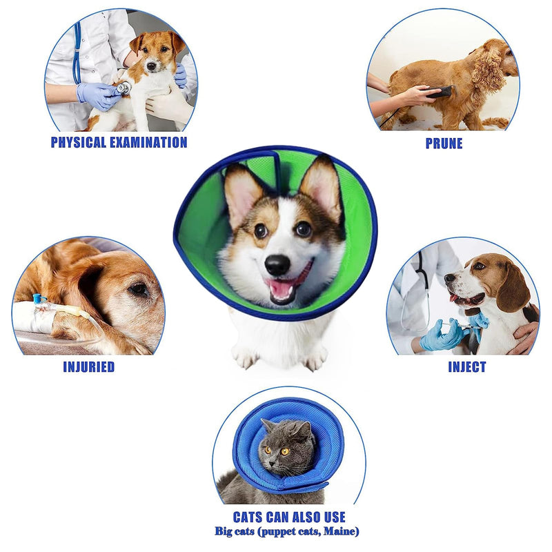 Soft Dog Cone Collars for Small Medium Dogs, Lightweight Recovery Elizabethan Collar for Dog After Surgery, Comfortable Soft Material Adjustable Pet Cone Washable (Neck: 11''-14'') Blue/Green Neck: 11''-14'' - PawsPlanet Australia