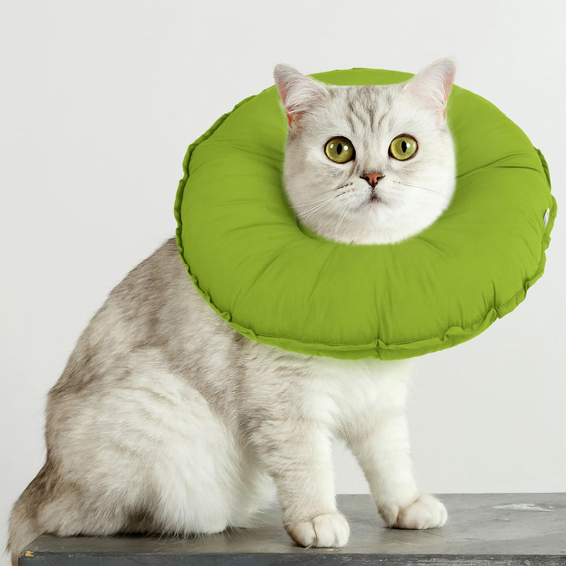 Cat Donut Collar, Cat Buster Collar Soft Neck Donut Adjustable Anti-Licking-Collar for Male Female Cats Soft Cushion/Pillow Cones with Turtleneck(Green, M) Green
