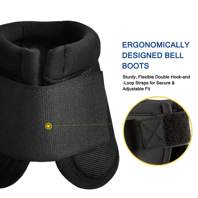 Equine Ballistic Overreach No-Turn Bell Boots for Horses - Horse Hoof Protection Boots (Sold in Pairs) Black X-Large