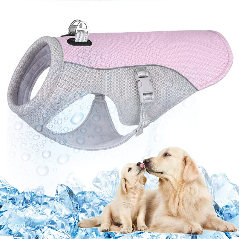 Dog Cooling Vest Breathable Mesh Dog Jacket Summer Cool and Comfortable Dog Coat Adjustable with Reflective Strip Pet Clothes Suitable for Large Medium and Small Dogs (M, New-Pink) Rose clair