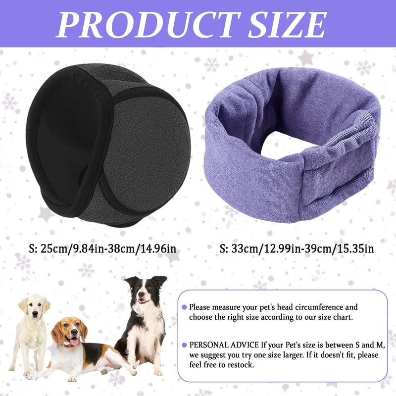 2 Pack Dog Ear Defenders, Dog Ear Protectors - Adjustable Calming Hood, Soft Noise Cancelling Earmuffs & Head Wrap for Dogs Bathing, Grooming, Thunder, Fireworks