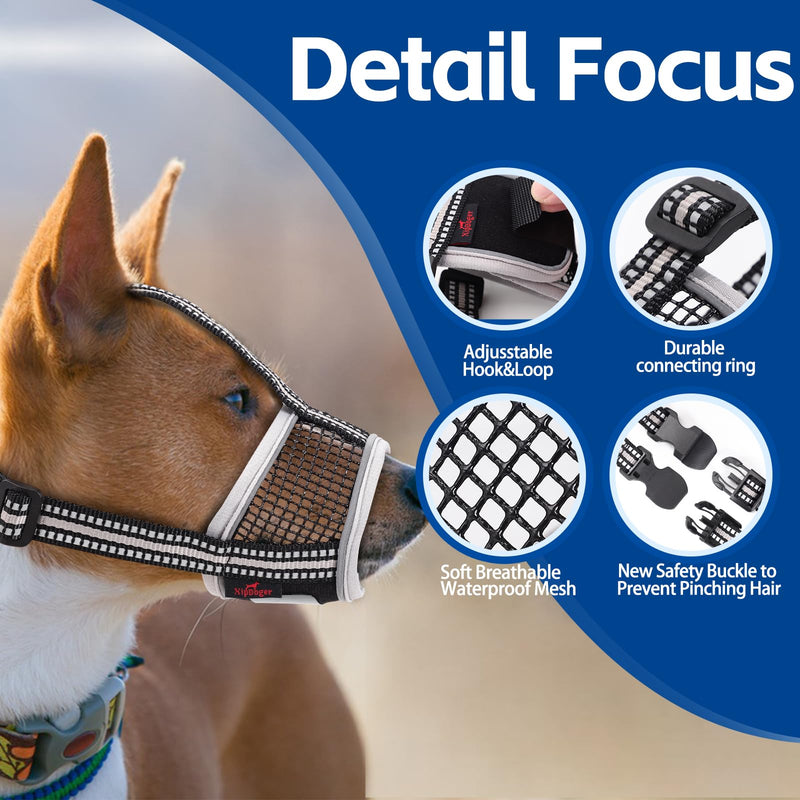 Dog Muzzle,Soft Mesh Breathable Muzzle, Air Mesh Dog Muzzle with Reflective & Adjustable Strap for for Biting Chewing Grooming,Allow Panting Drinking,Dog Muzzle for Medium (M, Black) - PawsPlanet Australia