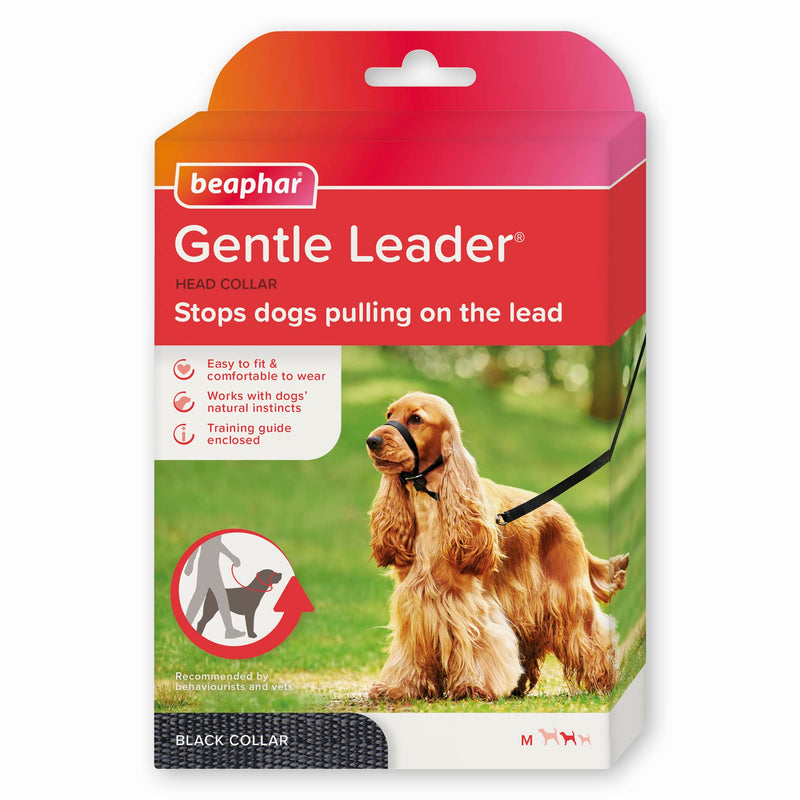 Beaphar | Gentle Leader | Head Collar for Medium Dogs | Stops Pulling On The Lead | Training Aid with Immediate Effect | Endorsed by Behaviourists | Black x 1 Gentle Leader - Medium Black - PawsPlanet Australia