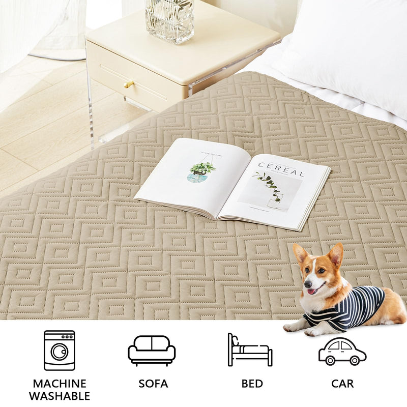 hyha Waterproof Dog Bed Blanket, Soft Pet Blankets 30x70 Inch and 68x82 Inch in Taupe/Beige, 2 Item Bundle - PawsPlanet Australia
