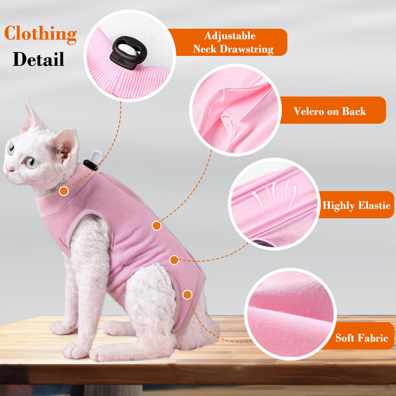 Cat Recovery Suit for Abdominal Wounds or Skin Diseases, Breathable Cat Surgery Recovery Suit E-Collar Alternative for Cats, After Surgery Wear Surgical Suit for Cats Anti Licking Wounds Medium Pink - PawsPlanet Australia