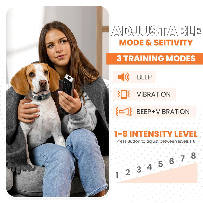 SPEAKY Bark Collar – No Shock Device for Small, Medium & Large Dogs – 8 Sensitivity Levels – Beep & Vibration – Smart Detection – USB-C Rechargeable – IPX7 Waterproof - PawsPlanet Australia