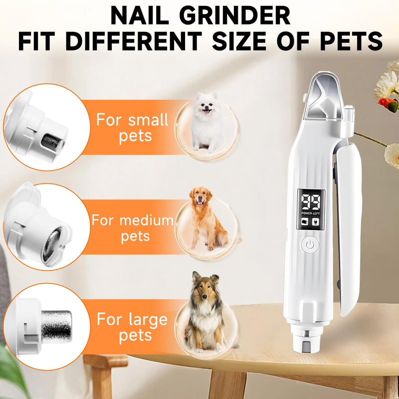 2 in 1 Dog Nail Clippers Electric Grinder Dogs Cats Trimmers Claw Nail Care Tool Cordless Rechargeable Pets Nail Trimmer with LED Lights Low Noise Pet Electric Grinder Storage Bag Include