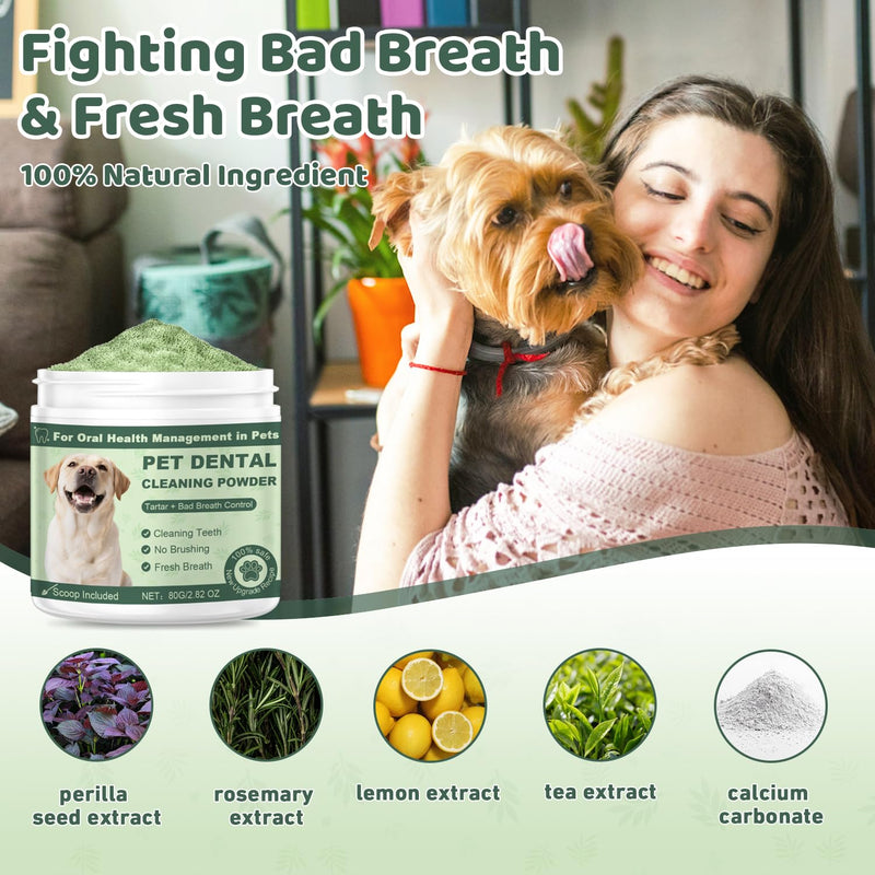 Dog Teeth Cleaning Powder, Dog Dental Powder, Dog Dental Care, Targets Tartar & Bad Breath & Reduces Plaque, Dental Powder for Dog Teeth Cleaning, Green - PawsPlanet Australia