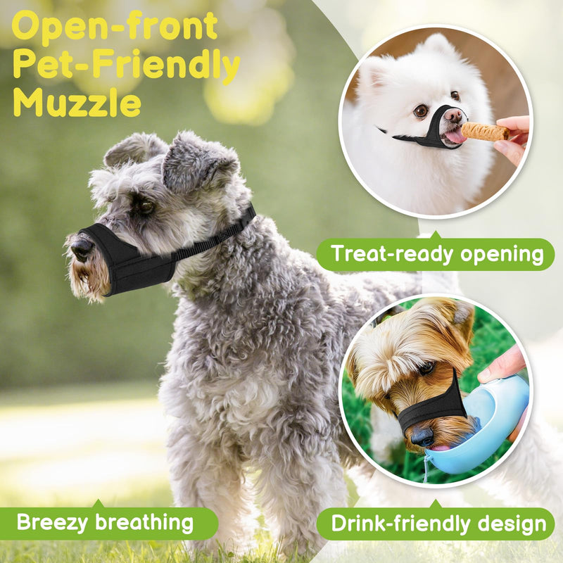 Mayerzon Short Snout Dog Muzzle for Small Medium Dogs, Soft & Sturdy Fabric, Anti Excessive Biting Chewing, Suits Schnauzer Bully Boxer Puppy for Grooming Vet Visits Walk, Allows Drinking(Black, M) Black M [Snout Cir: 8.5-9.5"] - PawsPlanet Australia