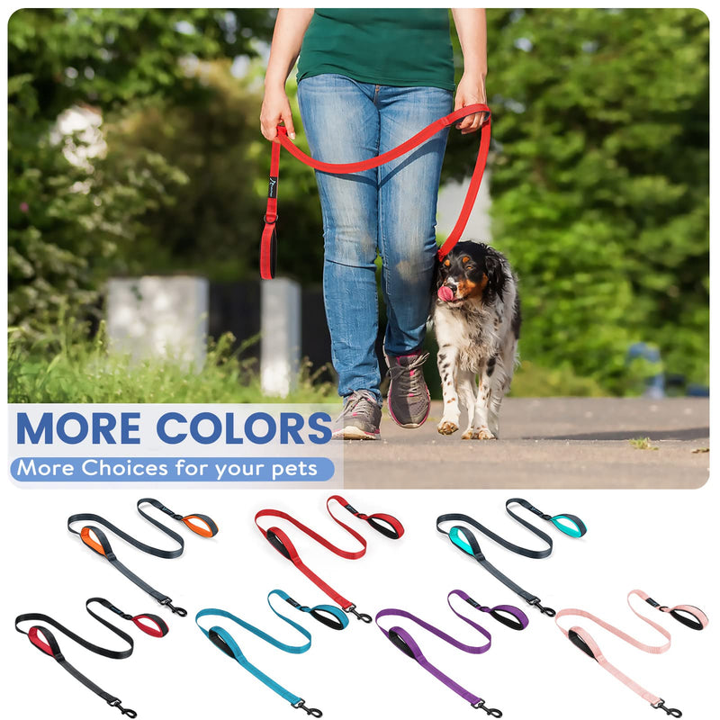PuppyDoggy Dog Leash for Large Medium Dogs 6 ft Reflective Stitching Large Leash with 2 Traffic Padded Handles Dog Lead for Running Walking Training (6 ft x 1 in) - Purple + Poop Bag Dispenser 6 ft x 1 inch - PawsPlanet Australia